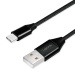 USB-Kabel 2.0 C-Stecker an A-Stecker 1m, Schwarz, Stoff, 15W