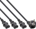 Kaltgeräte-Y-Kabel mit 3 Steckern ca. 3m schwarz