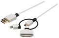 Kabel USB 1m USB-A-Stecker an Micro-B/Lightning/30pin Dock