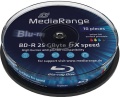 BluRay Disk BD-R 25 GB 6x Mediarange 10er Cake bedruckbar