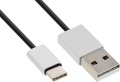 Kabel USB 2.0 1,5m C Stecker an A Stecker, schwarz/Alu
